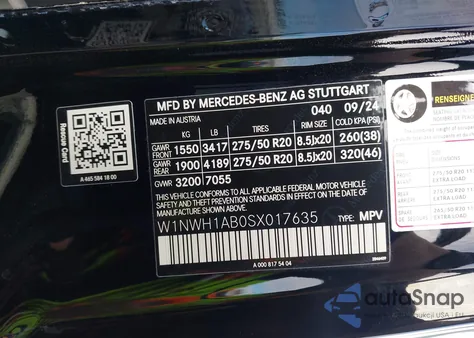 2025 Mercedes-Benz G 550 4Matic из США, поврежденный, VIN W1NWH1AB0SX017635